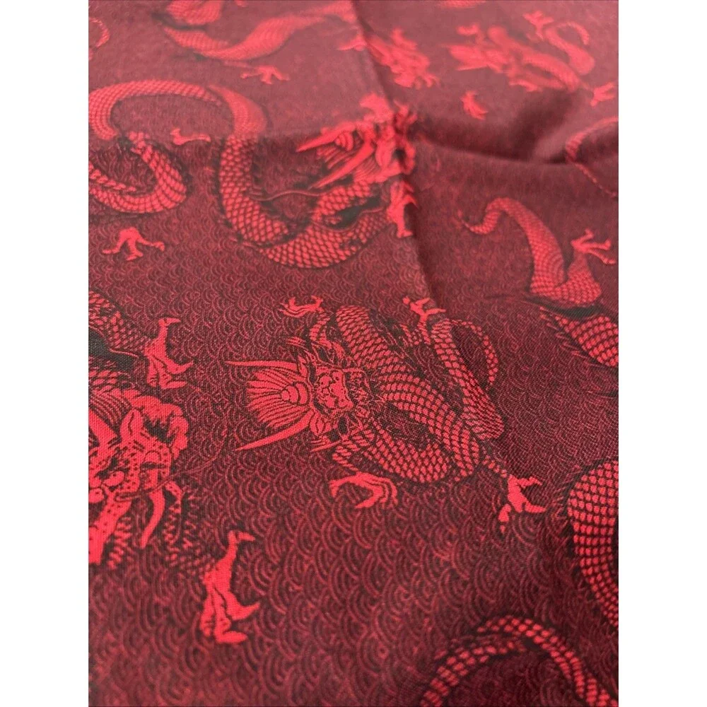 Robert Kaufman Cotton Fabric Red Black Dragon Print Oriental Traditions 1 Yard